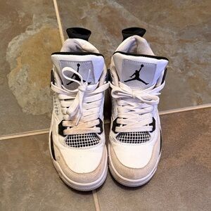 Air Jordan 4 Retro Military Black Sneakers – White/Black/Neutral Grey